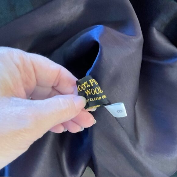 Vintage Tartan100% Wool Black Watch Plaid Double Breasted Blazer Jacket 8 - Picture 8 of 11